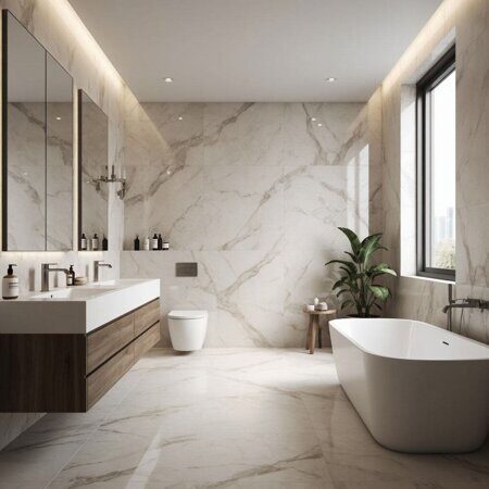 изображение керамогранита под мрамор в ванной комнате 2025