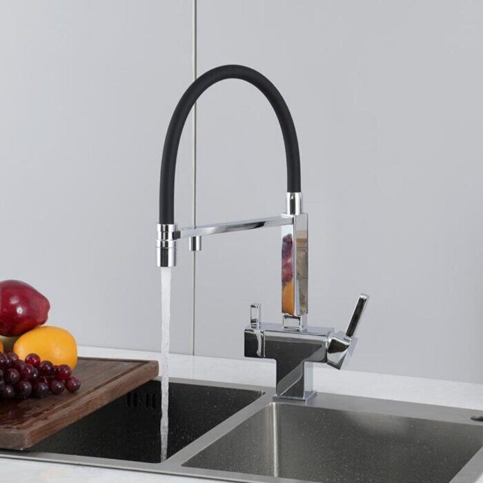 Gappo G4395-50 смеситель для кухни с подключением фильтра для питьевой воды хром/черный