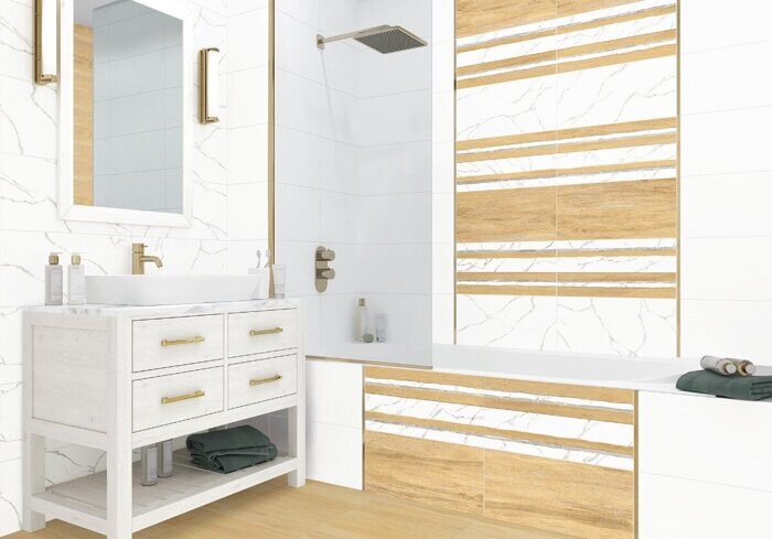 Paradise White AltaCera белая настенная плитка глянцевая 25х50см