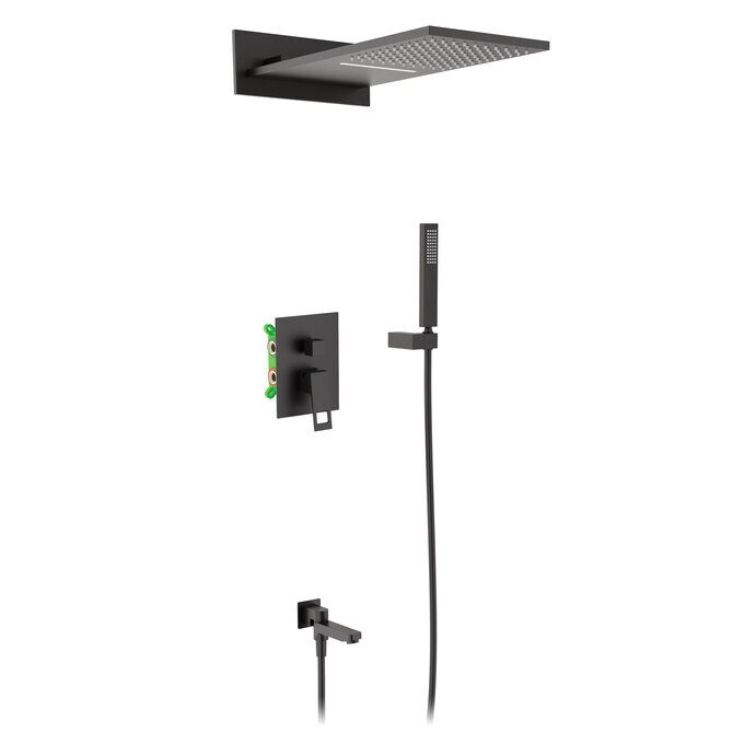 Briana Timo SX-7119/03SM чёрная душевая система с изливом, ручным и тропическим душем