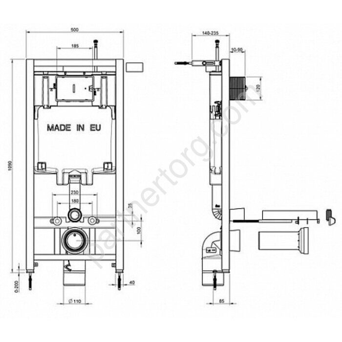 Комплект подвесного унитаза Patio  с инсталляцией и клавишей смыва Jacob Delafon  E21734RU-00