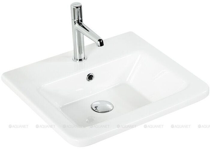 Эмбер 50 тумба белая матовая для ванной комнаты 2 ящика с раковиной-столешницей 50 cm (URBAN) Sanovit  Aquanet