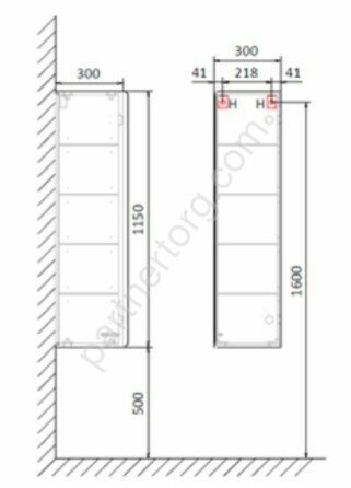 Loft  30 древесный аттик пенал подвесной в ванную комнату Aquanika.