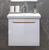 Grani 600-0-1 тумба навесная дуб золотой для ванной комнаты с умывальником Como 60