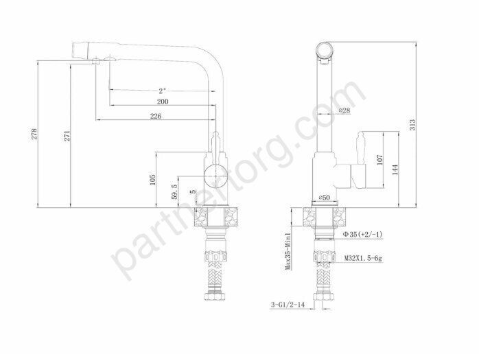 HB70301 Haiba смеситель для кухни с каналом для фильтрованной воды Оружейная сталь