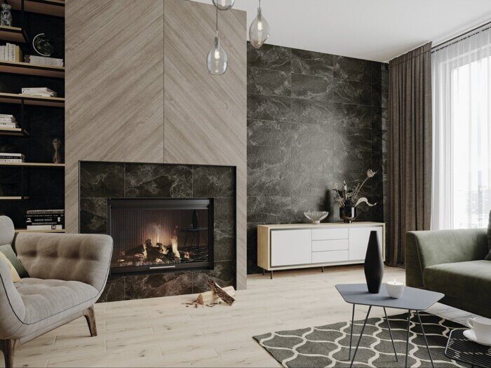 Infinity IN4L402 керамогранит темно-серый матовый рельеф 30х60см Cersanit