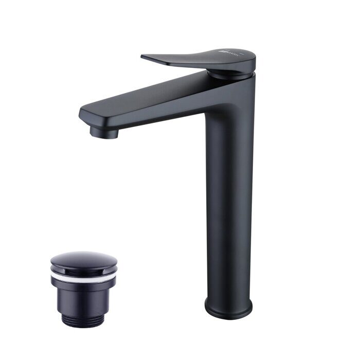 Bronx LM3709BL, смеситель для раковины монолитный, с донным клапаном, черный Lemark