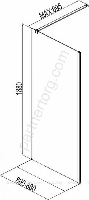 Aquanet Cinetic AE12-F-90H190U-CT, 00243623, боковая стенка 90х188 см, прозрачное стекло, профиль хром