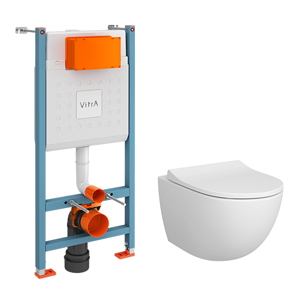 Sento L-Box  комплект Vitra 9830B003-7211: инсталляция без клавиши смыва,  унитаз безободковый, сидение с микролифтом