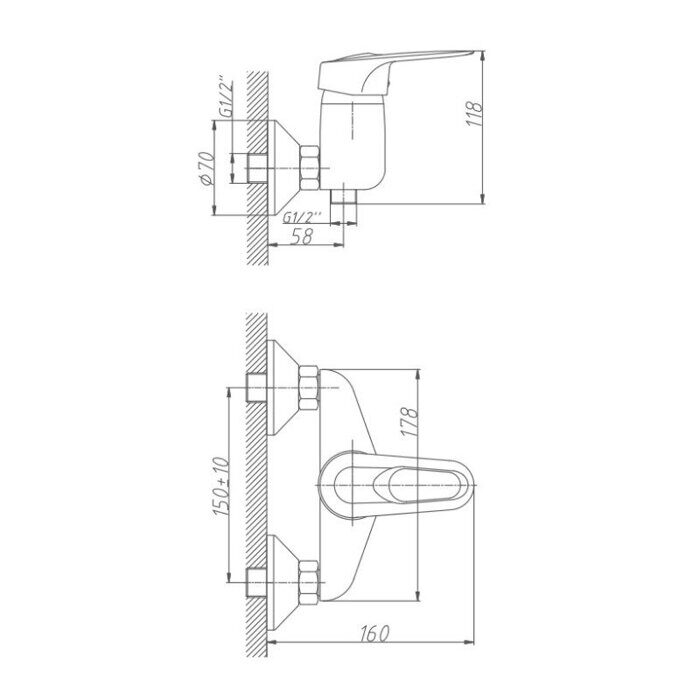 HB2004 Haiba Смеситель для душа, латунь, хром