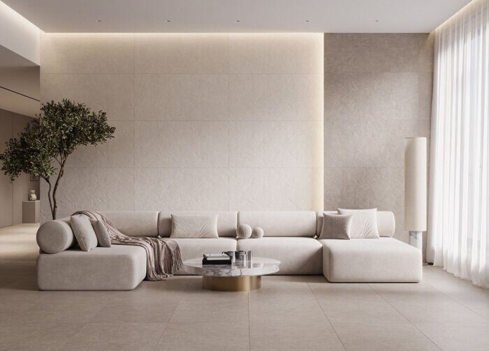 Naedine молочный структурный матовый керамогранит Kerranova 120x60см К-2150/SR