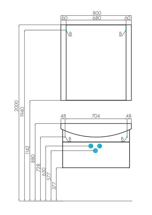 Ария 80 см тумба подвесная белая для ванной комнаты с раковиной Смайл 80 Aquaton