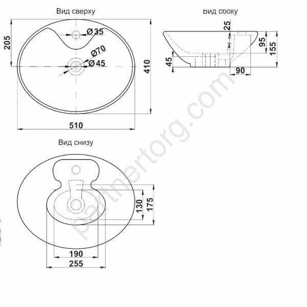 Раковина накладная 78197-805 51х41х15.5 см