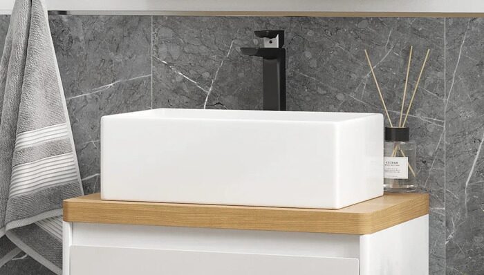 Klaufs 60 Velvex столешница без отверстий Invisible Line, шатанэ, для ванной комнаты