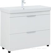Ирис new 100 тумба белая напольная для ванной комнаты 2 ящика с раковиной Ирис 1010*475*205 мм Aquanet