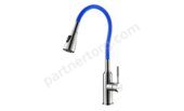 Expert LM5082S-Blue, смеситель для кухни с гибким поворотным изливом, хром-синий Lemark