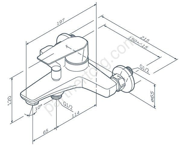0 F90A10000 Gem Am.Pm смеситель для ванны/душа, хром Распродажа