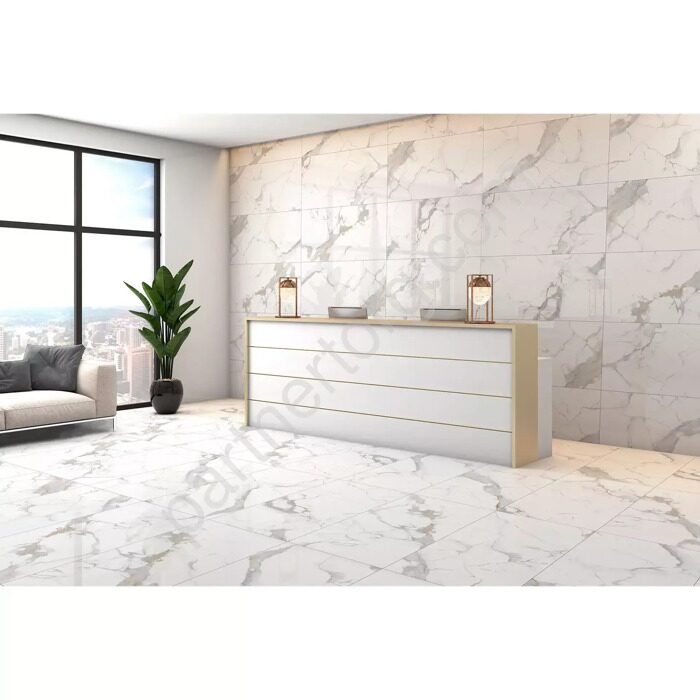 Calacatta Imperial белый керамогранит полированный Global Tile 60х120 см