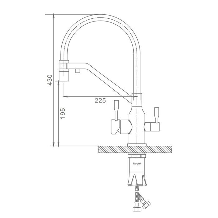 Raglo R81.62.09 смеситель для кухни со съемным изливом на магните и подключением фильтра питьевой воды, графит