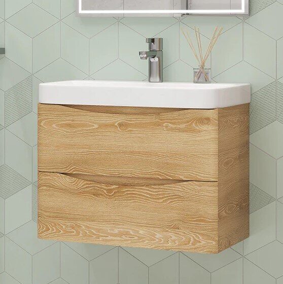 Clay 70.2Y Velvex подвесная тумба дуб верона для ванной комнаты с керамической раковиной 9595-70