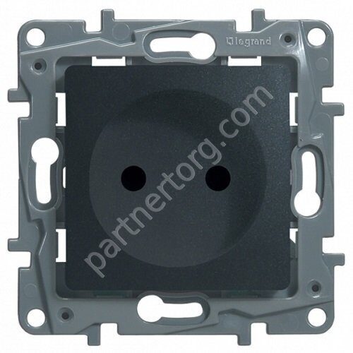 Legrand Etika cиловая розетка 2К 16А 250В, винтовые зажимы, со шторками, цвет антрацит