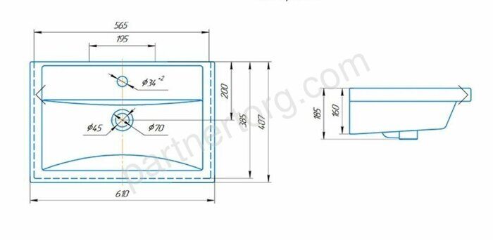 Фостер 60см раковина на тумбу Кировит