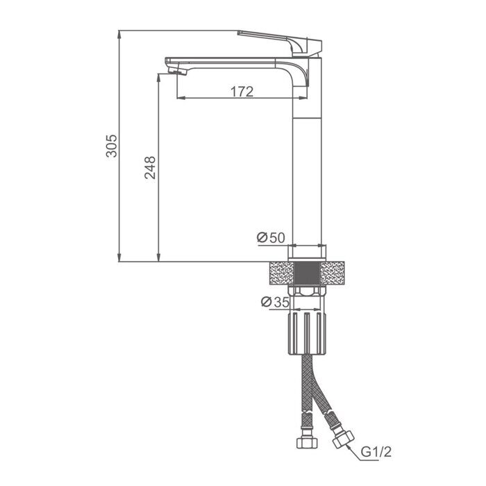 S30.15.06 Splenka Смеситель для умывальника высокий, черный