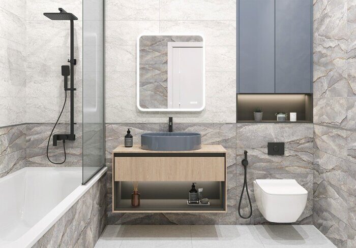 Nebraska Gray Delacora настенная плитка светло-серая матовая 24,6х74см