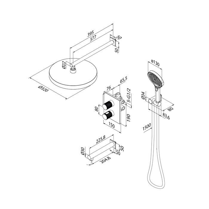 Duna Iddis встраиваемая душевая система с тропическим душем хром DUNSBSTi68