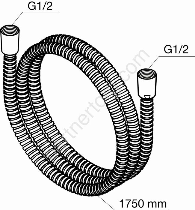 Душевой шланг 1750мм ПВХ монолитный, хром AM.PM F0400264
