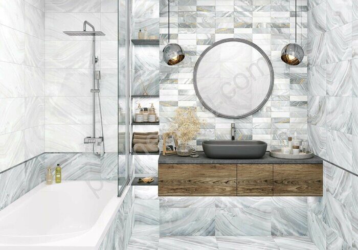 Amadeo Dark New Trend  настенная плитка серо-голубая глянцевая 30х60см