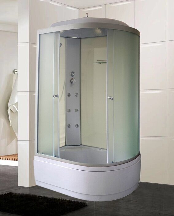 ODA 8037 душевая кабина угловая полукруглая 120х80, матовое стекло, глубокий поддон