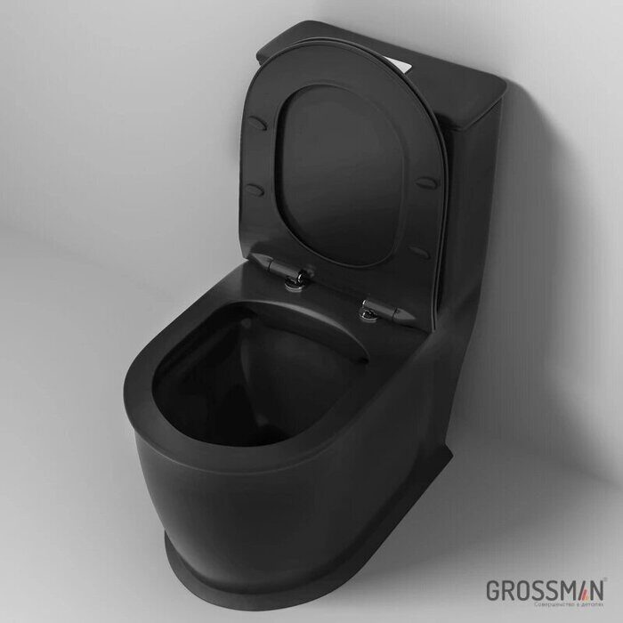 Grossman GR-4492BMS напольный безободковый унитаз черный матовый с сидением