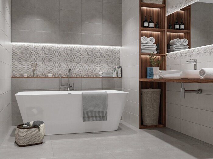 Starck Mosaico 2 декор серый матовый sugar-эффект 20х40см Azori