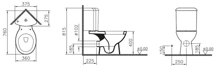 VitrA Arkitekt угловой унитаз со стандартным сидением