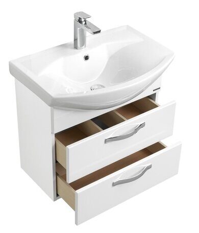 Ария 50 М см тумба подвесная белая для ванной комнаты с раковиной Смайл 50 Aquaton