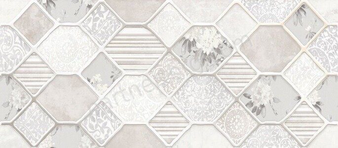 Roxana декор бежевый глянцевый геометрия цветы 20х60см Alma Ceramica DWA11RXN004