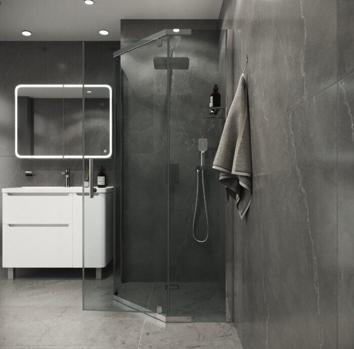 Niagara Eco NG-1010-14D душевое ограждение 100х100см трапеция, распашное, хром, стекло прозрачное