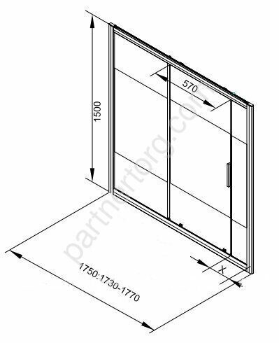 Aquanet Practic AE10-B-175H150U-CP, 00273603, шторка для ванны 175х150 см, прозрачное белое стекло