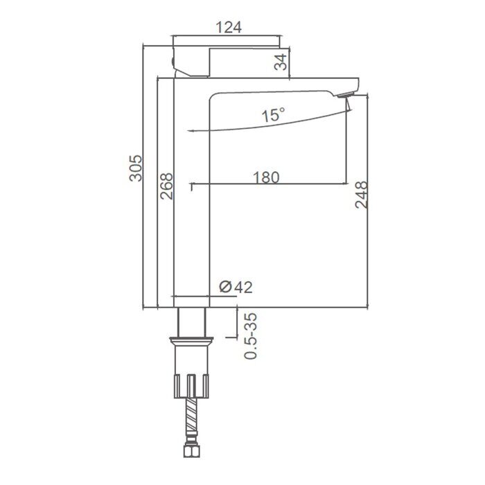 S221.15.09 Splenka Смеситель для умывальника высокий, графит