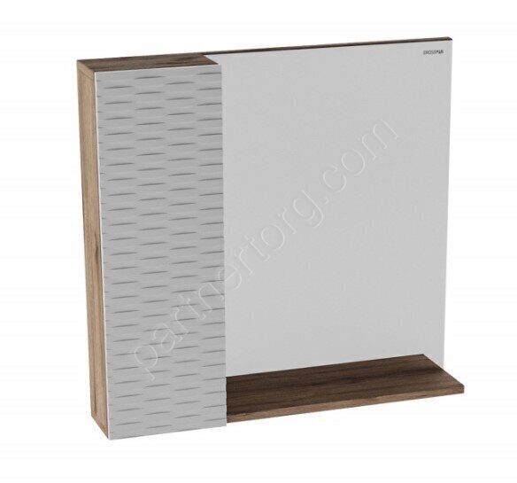 Альба 80 Белый, Дуб веллингтон зеркало со шкафом в ванную комнату Grossman
