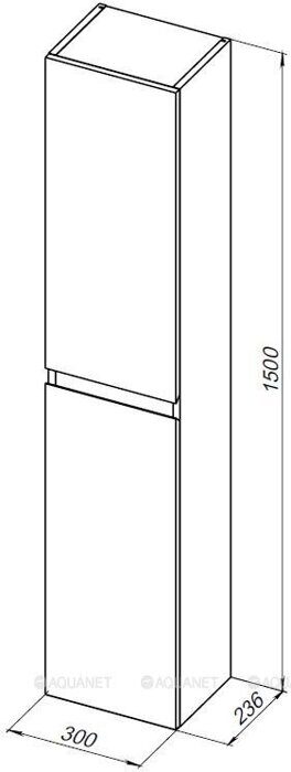 Нота new 30 шкаф-пенал подвесной белый глянец для ванной комнаты Aquanet