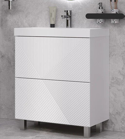 Edge 700-0-2 Velvex напольная тумба белая для ванной комнаты с керамической раковиной  9696-70