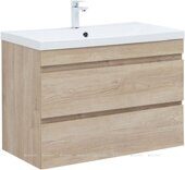 Нота new 90 тумба дуб светлый для ванной комнаты с раковиной-столешницей Нота 90 Aquanet