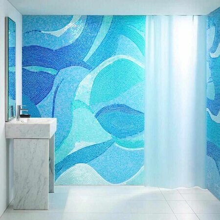 изображение Стеклянная мозаика в ванной комнате 