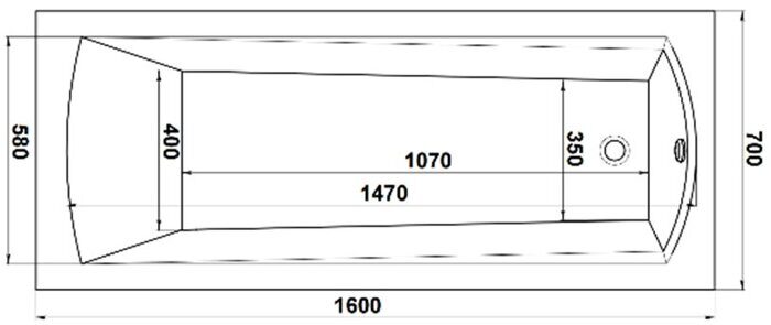 BAS PRO Бали ванна акриловая прямоугольная 160х70 см
