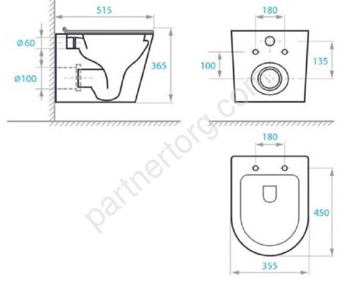 Koller Pool Orion OR-0515-RQ унитаз подвесной безободковый  Торнадо с сидением