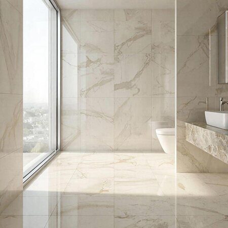 изображение керамогранит под мрамор в ванной комнате