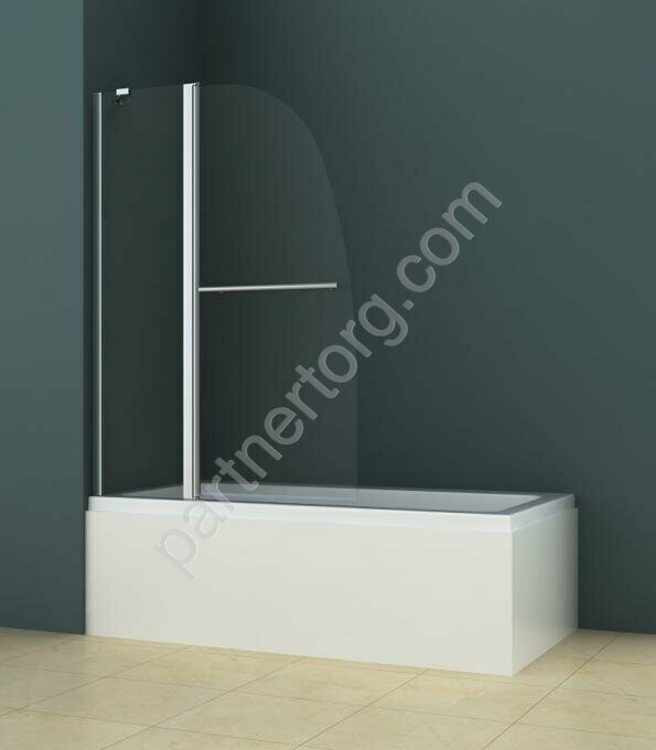 Boston 142 шторка складная для ванны 100х140см, прозрачное стекло 6мм, хром с поручнем Azario