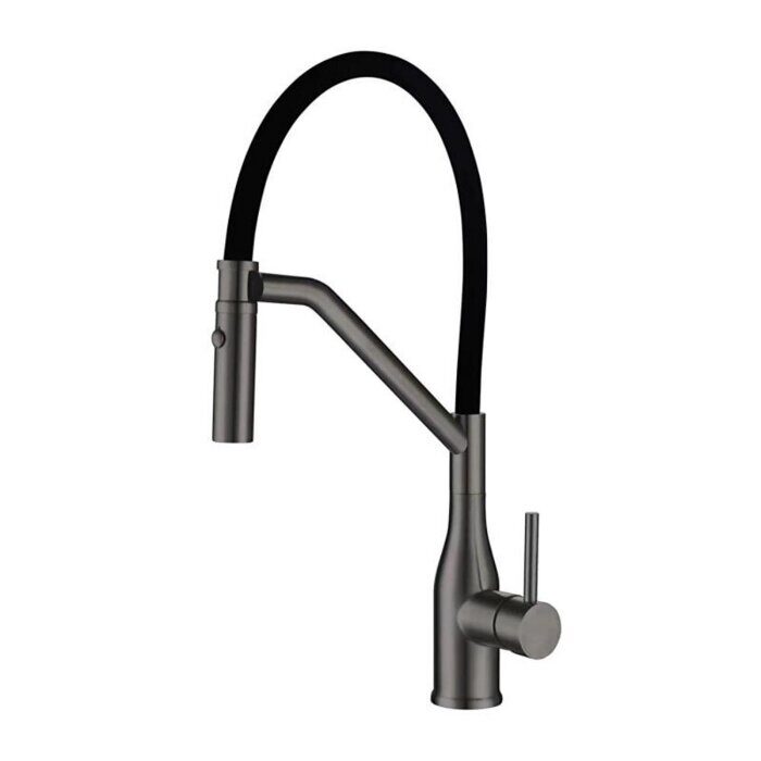 Gappo G4098-19 смеситель для кухни с гибким изливом оружейная сталь/черный